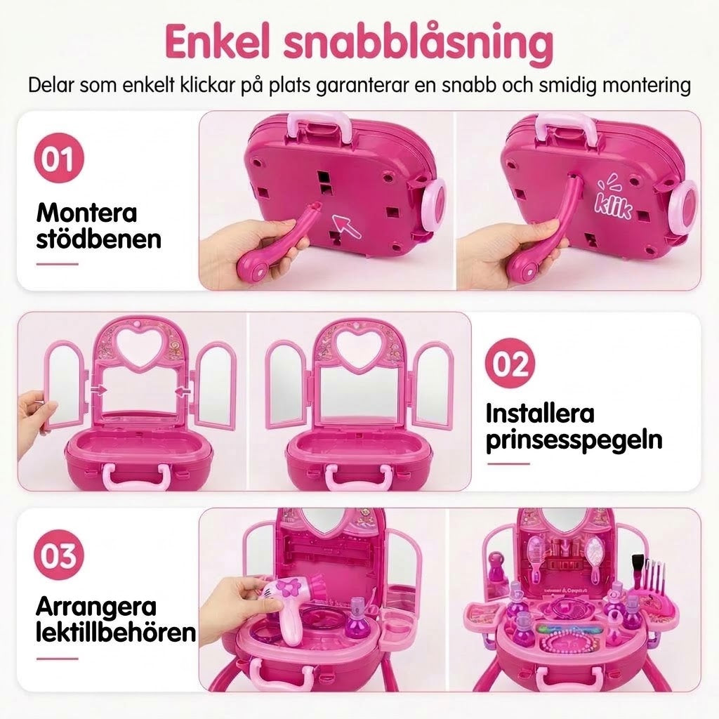 Sminkväska för barn (låtsasleksak): bärbart rollspelsset för flickor