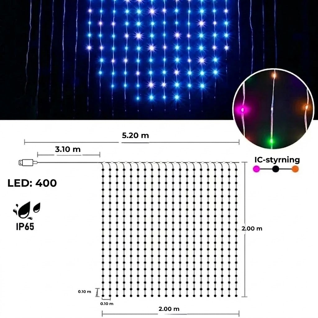 Smart LED-ljusgardin – Egen ljusdesign via app