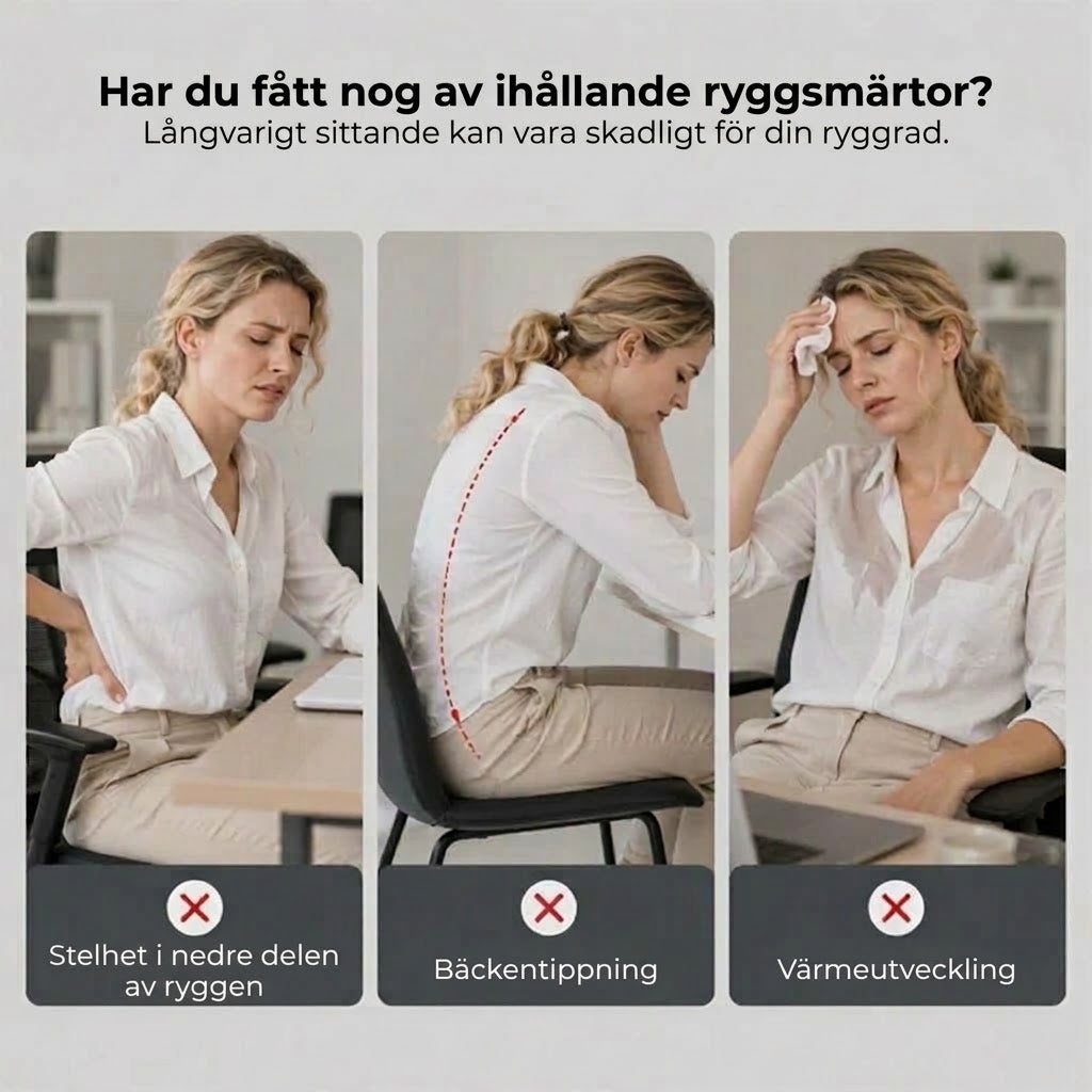 Ergonomisk sittdyna med ryggstöd i memory foam