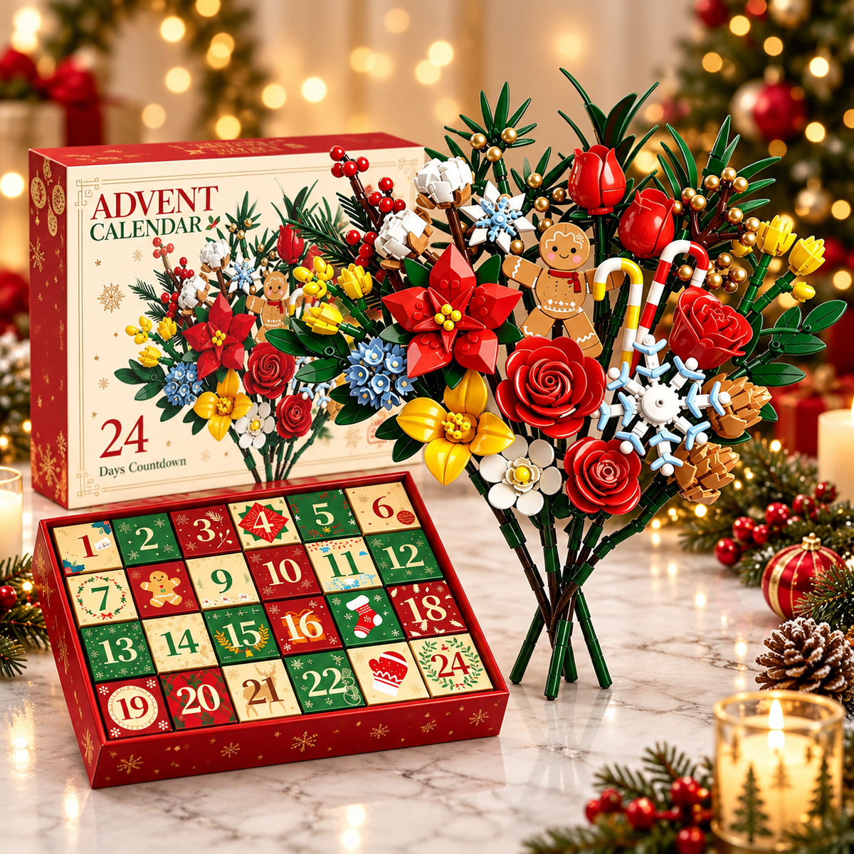 Bloom & Build Adventskalender – Bygg din egen magiska bukett till jul