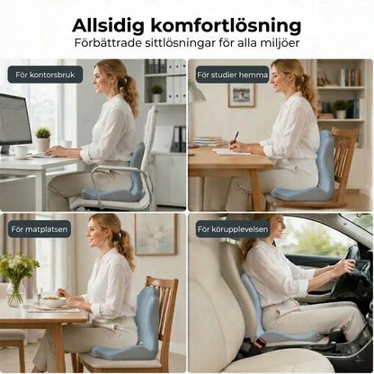 Ergonomisk sittdyna med ryggstöd i memory foam