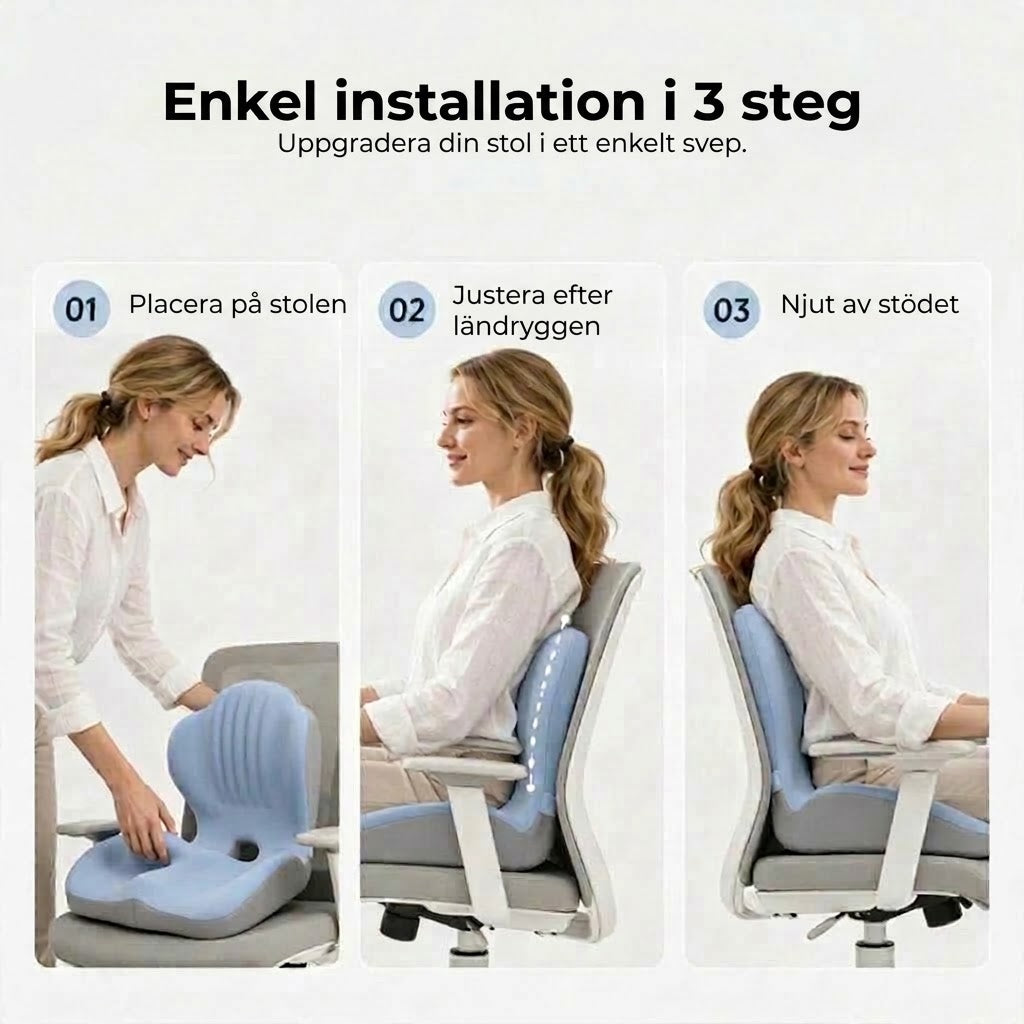 Ergonomisk sittdyna med ryggstöd i memory foam