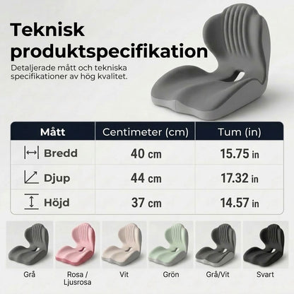 Ergonomisk sittdyna med ryggstöd i memory foam