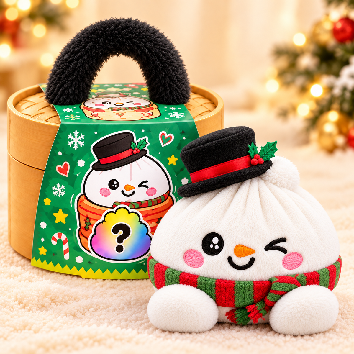 Christmas Plush Dumplings | Mjuka Squishy Gosedjur i Söt Steamer-box