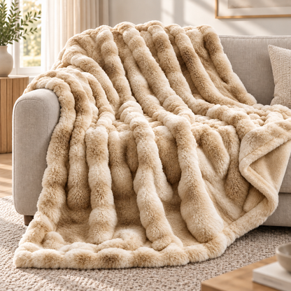 Cloud Faux Rabbit Fur – Extra stor och lyxigt mjuk bubbelpläd
