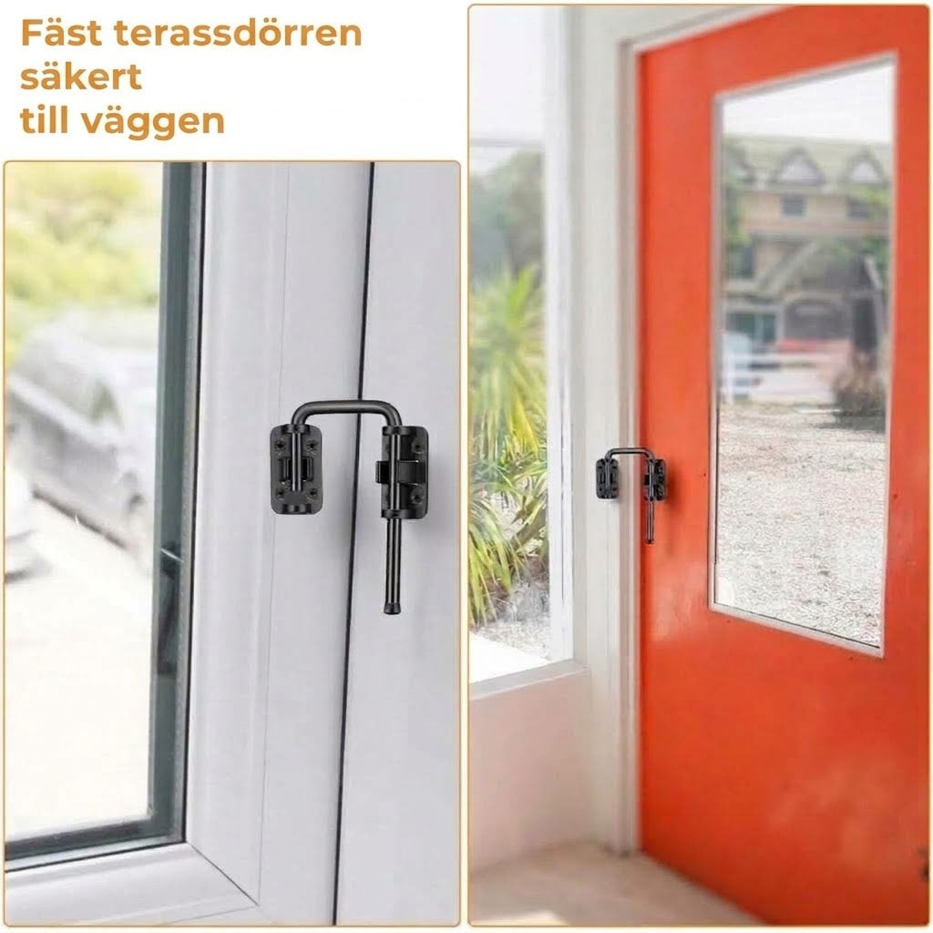 Skjutdörrslås i Rostfritt Stål - Säkerhetslås