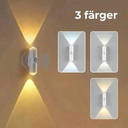 LED-vägglampa med rörelsesensor – Trådlös, dimbar och USB-uppladdningsbar