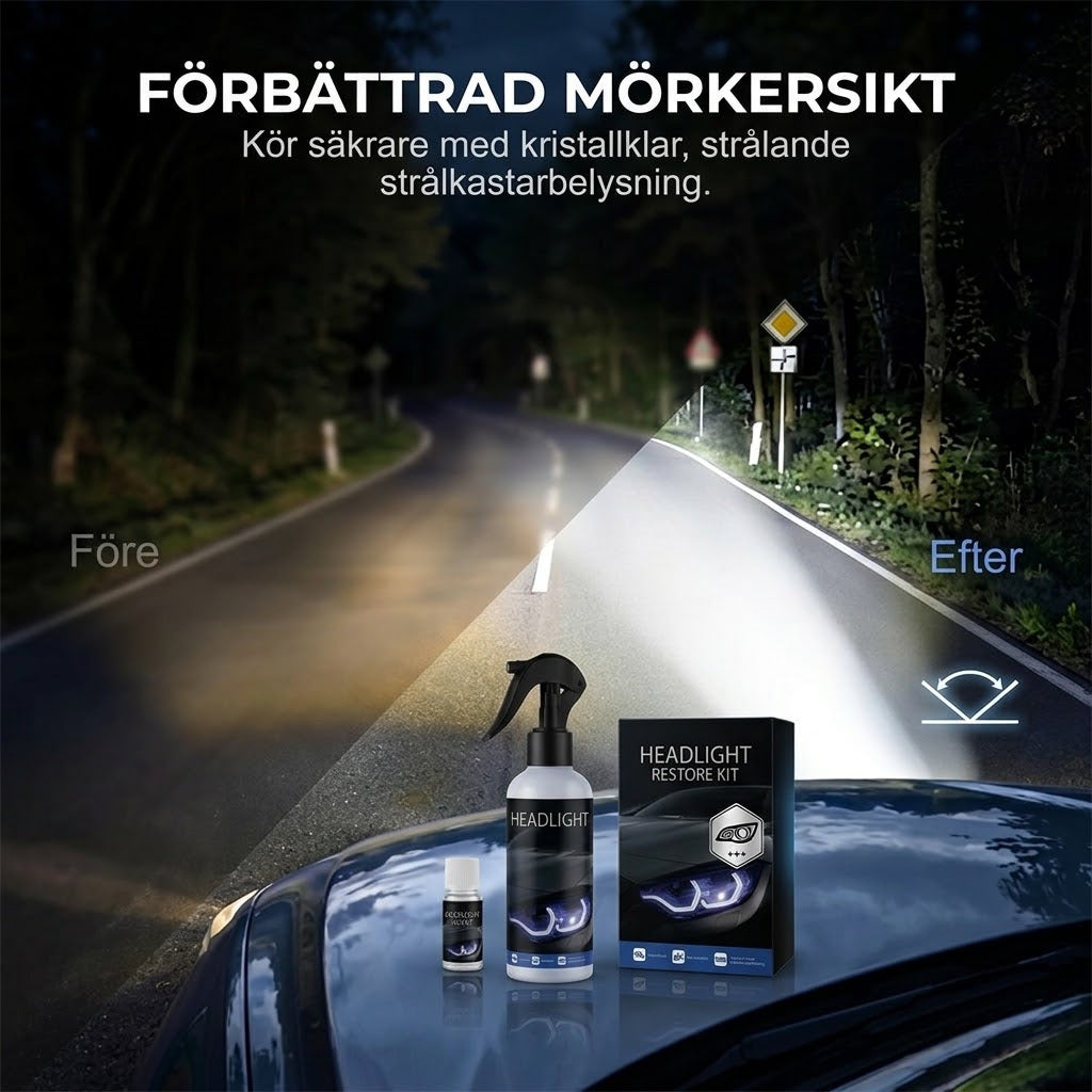 💡 Professionellt Renoveringskit för Strålkastare | Tar Bort Gulnad & Återställer Klarhet ✨