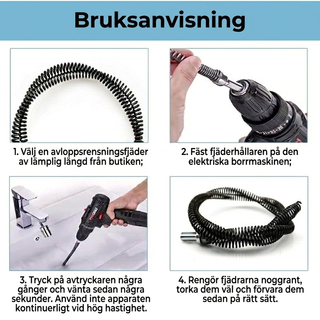 Rensspiral för borrmaskin