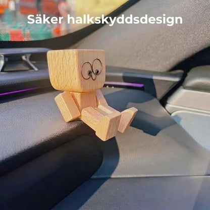 Charmig Liten Gungfigur i Trä med 12 Magnetiska Ansiktsuttryck
