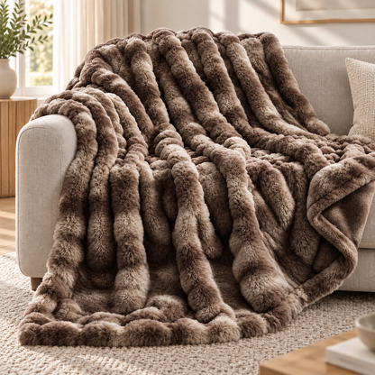 Cloud Faux Rabbit Fur – Extra stor och lyxigt mjuk bubbelpläd