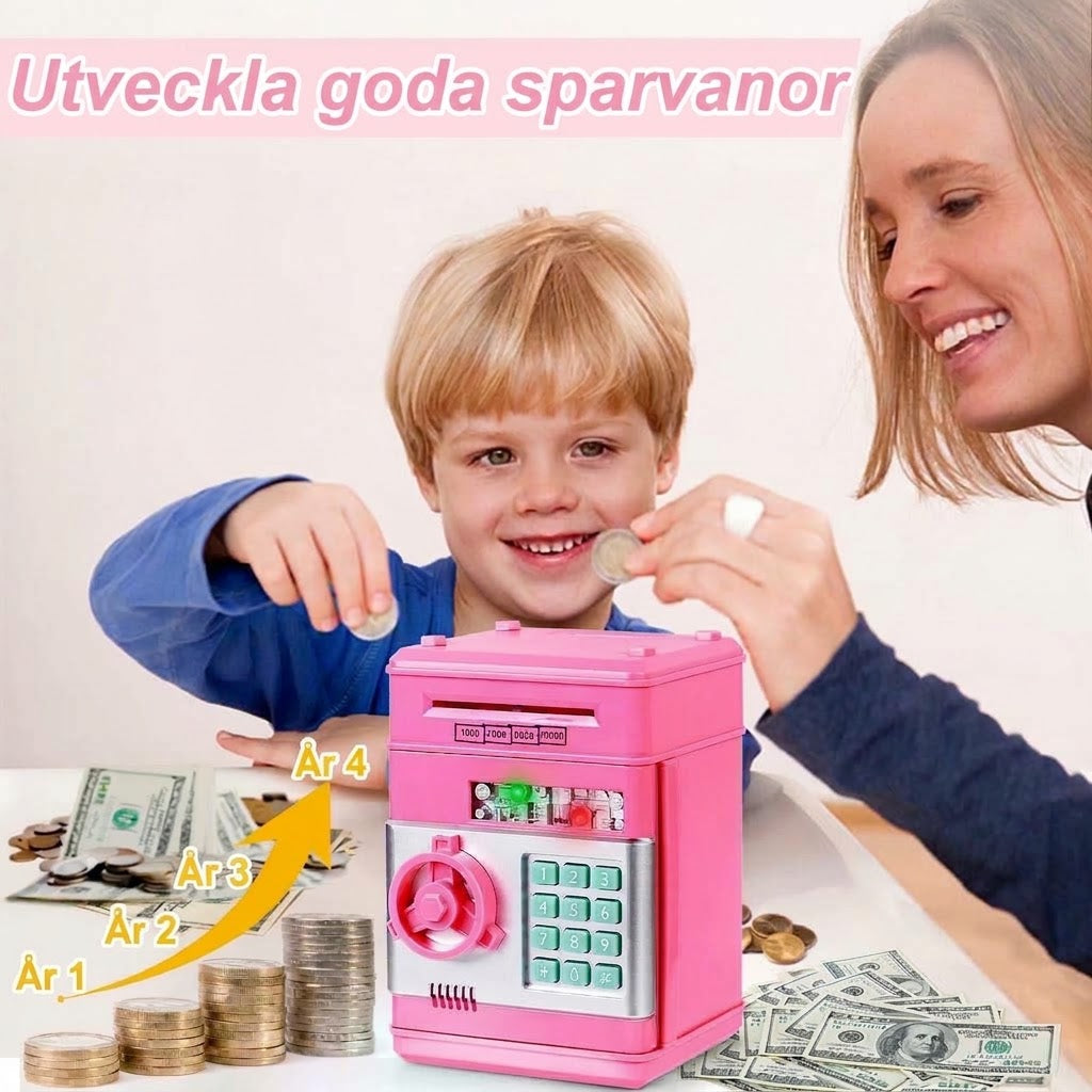 🔥 Mini ATM sparbössa – Insättning/uttag & elektronisk PIN-kod ✨