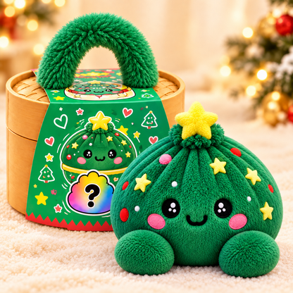 Christmas Plush Dumplings | Mjuka Squishy Gosedjur i Söt Steamer-box