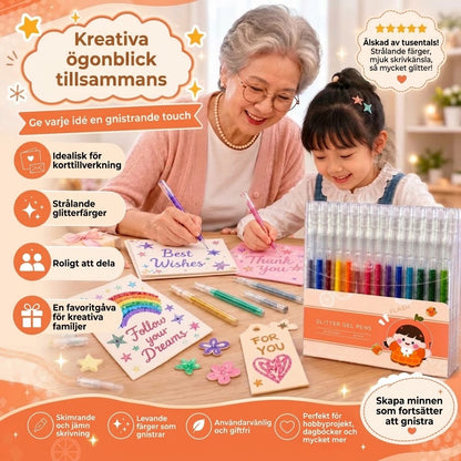 Fläckbeständig set med glittergelpennor