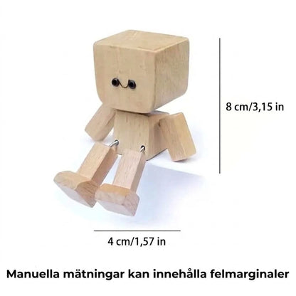 Charmig Liten Gungfigur i Trä med 12 Magnetiska Ansiktsuttryck