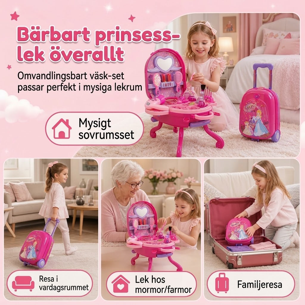 Sminkväska för barn (låtsasleksak): bärbart rollspelsset för flickor