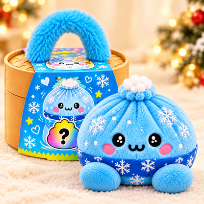 Christmas Plush Dumplings | Mjuka Squishy Gosedjur i Söt Steamer-box