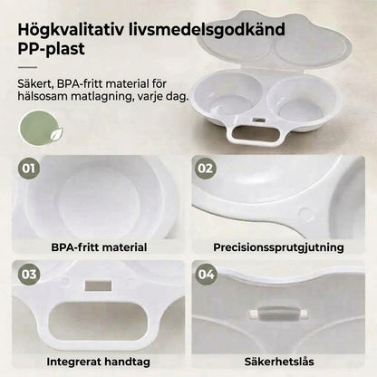 Äggkokare för Mikrovågsugn med Lock och Handtag