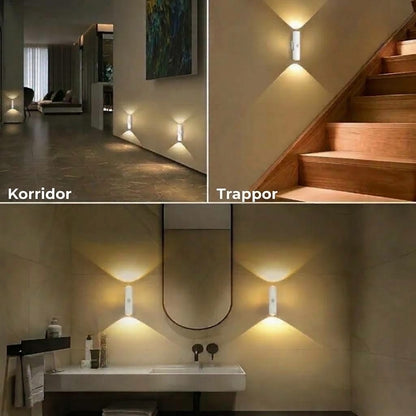 LED-vägglampa med rörelsesensor – Trådlös, dimbar och USB-uppladdningsbar