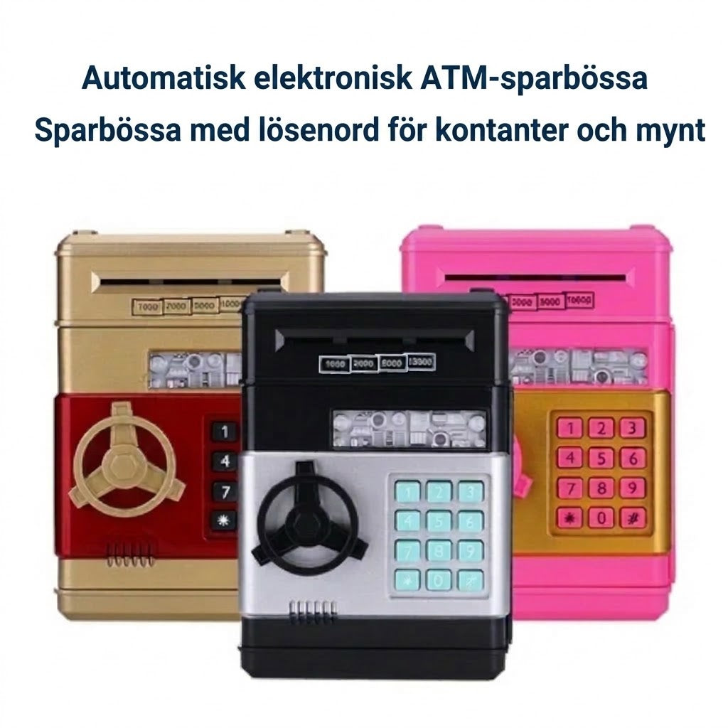 🔥 Mini ATM sparbössa – Insättning/uttag & elektronisk PIN-kod ✨