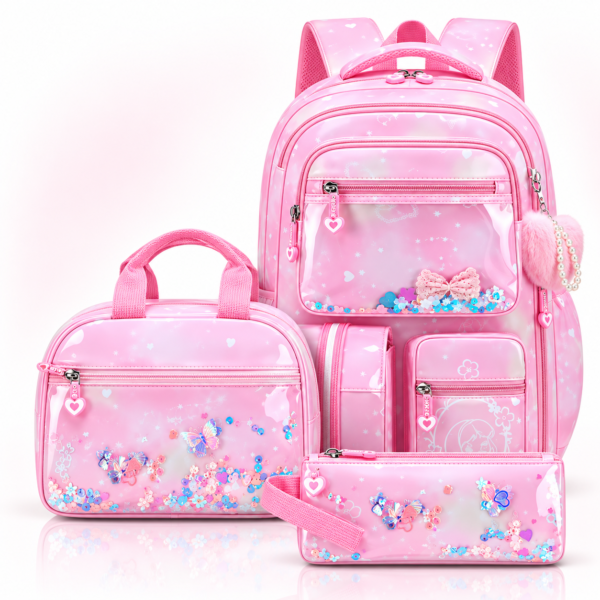 DreamPack | 3-delat Skolväskeset med Glittrande Detaljer
