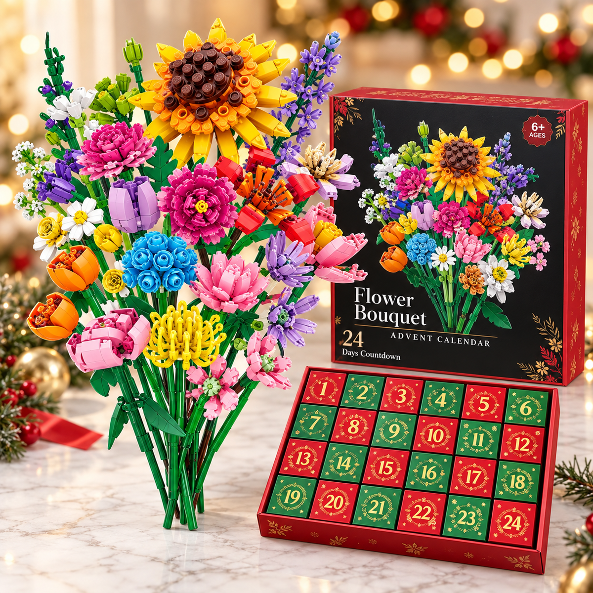 Bloom & Build Adventskalender – Bygg din egen magiska bukett till jul