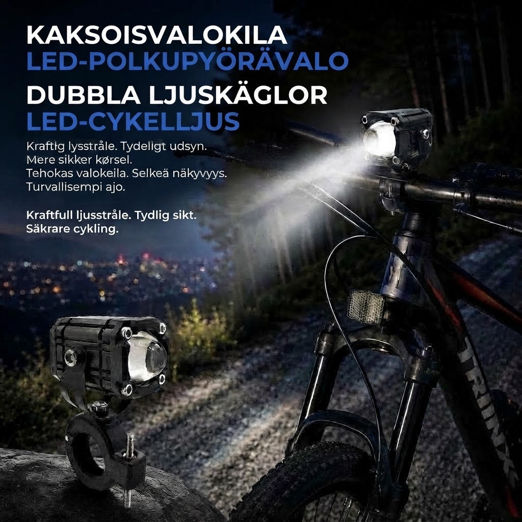 LED Cykellampa med Dubbel Ljusstråle