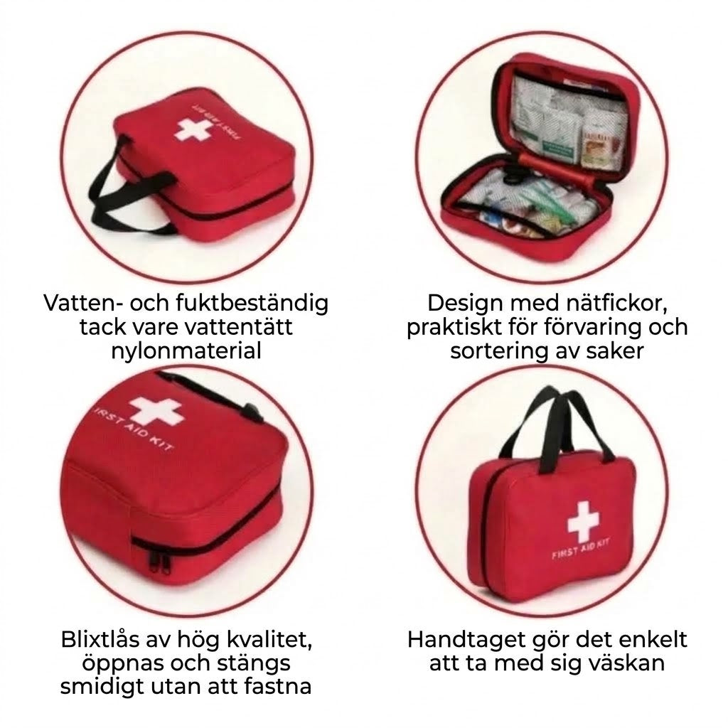 Essentiellt nödpaket för första hjälpen