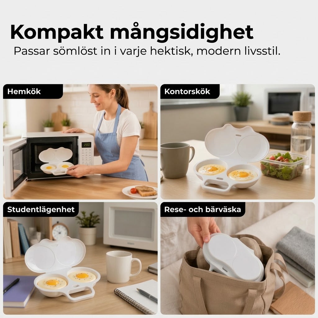 Äggkokare för Mikrovågsugn med Lock och Handtag