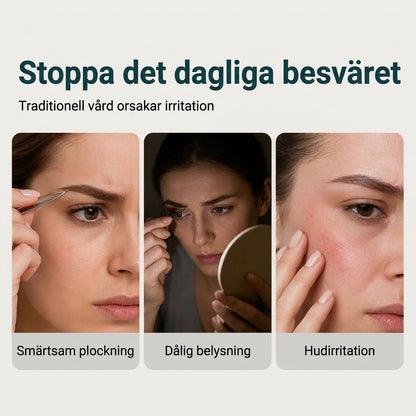 Elektrisk ögonbrynsepilator i pennformat – Inbyggd LED-lampa och USB-laddningsbar