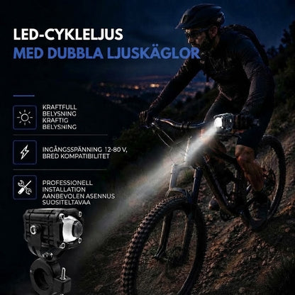 LED Cykellampa med Dubbel Ljusstråle