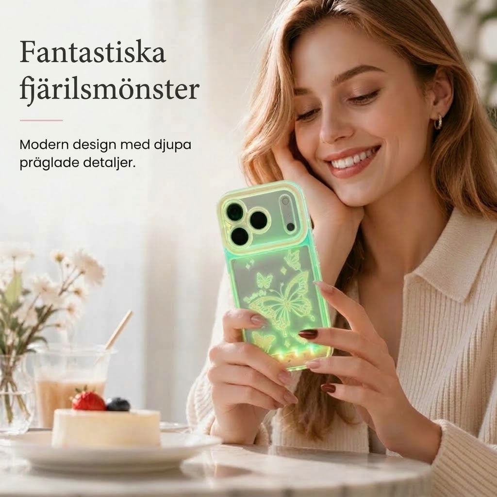 ⏰ Lysande LED-Mobilskal med Fjäril | Självlysande Skal