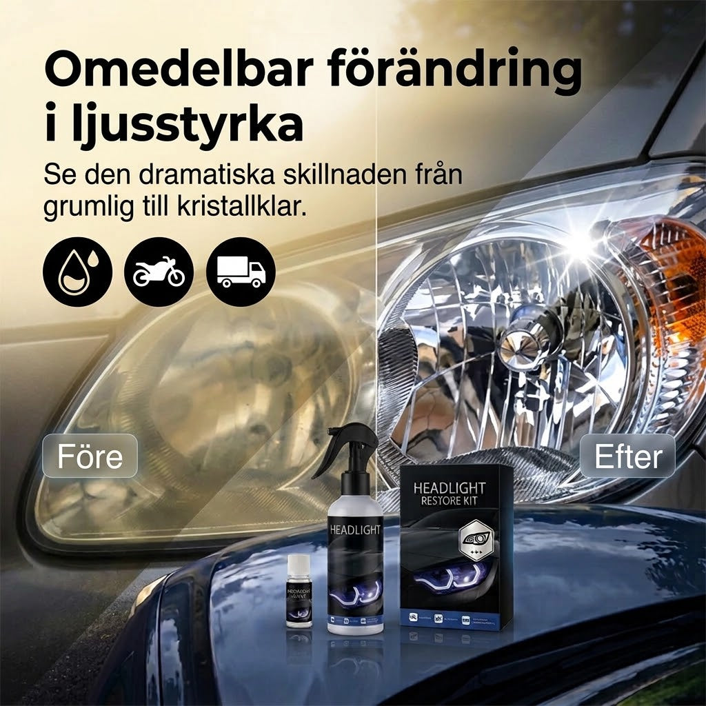 💡 Professionellt Renoveringskit för Strålkastare | Tar Bort Gulnad & Återställer Klarhet ✨