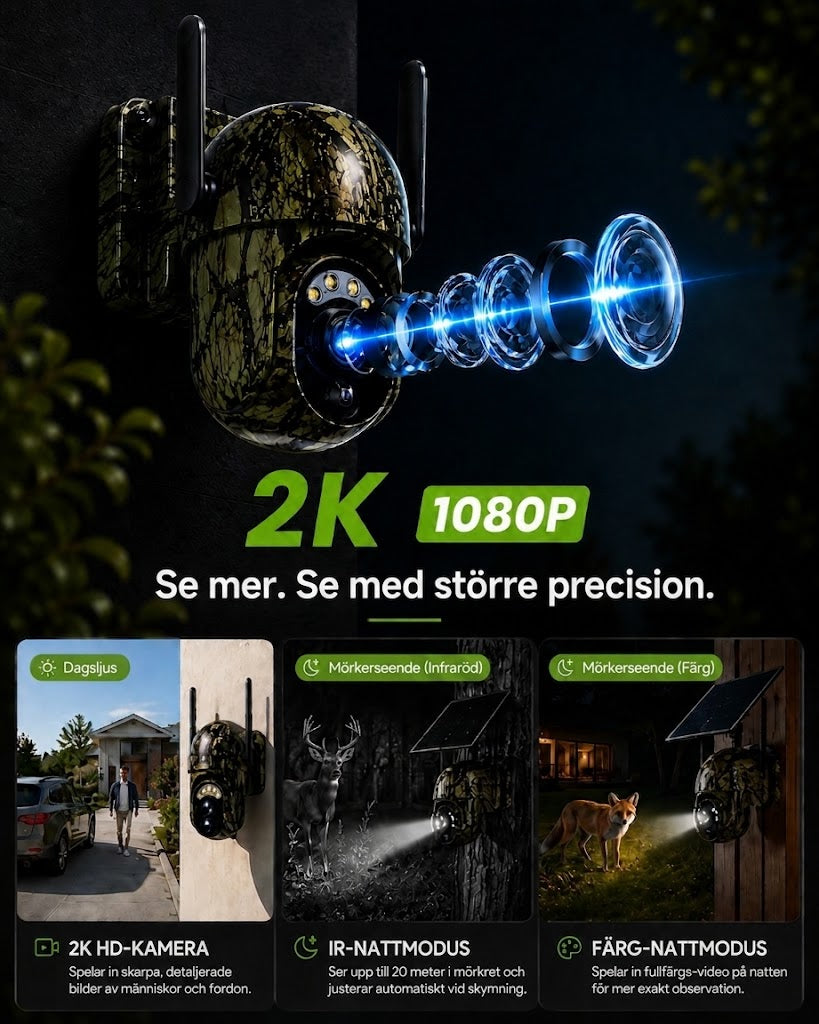 SolarWatch 360 Camo - Soldriven trådlös övervakningskamera