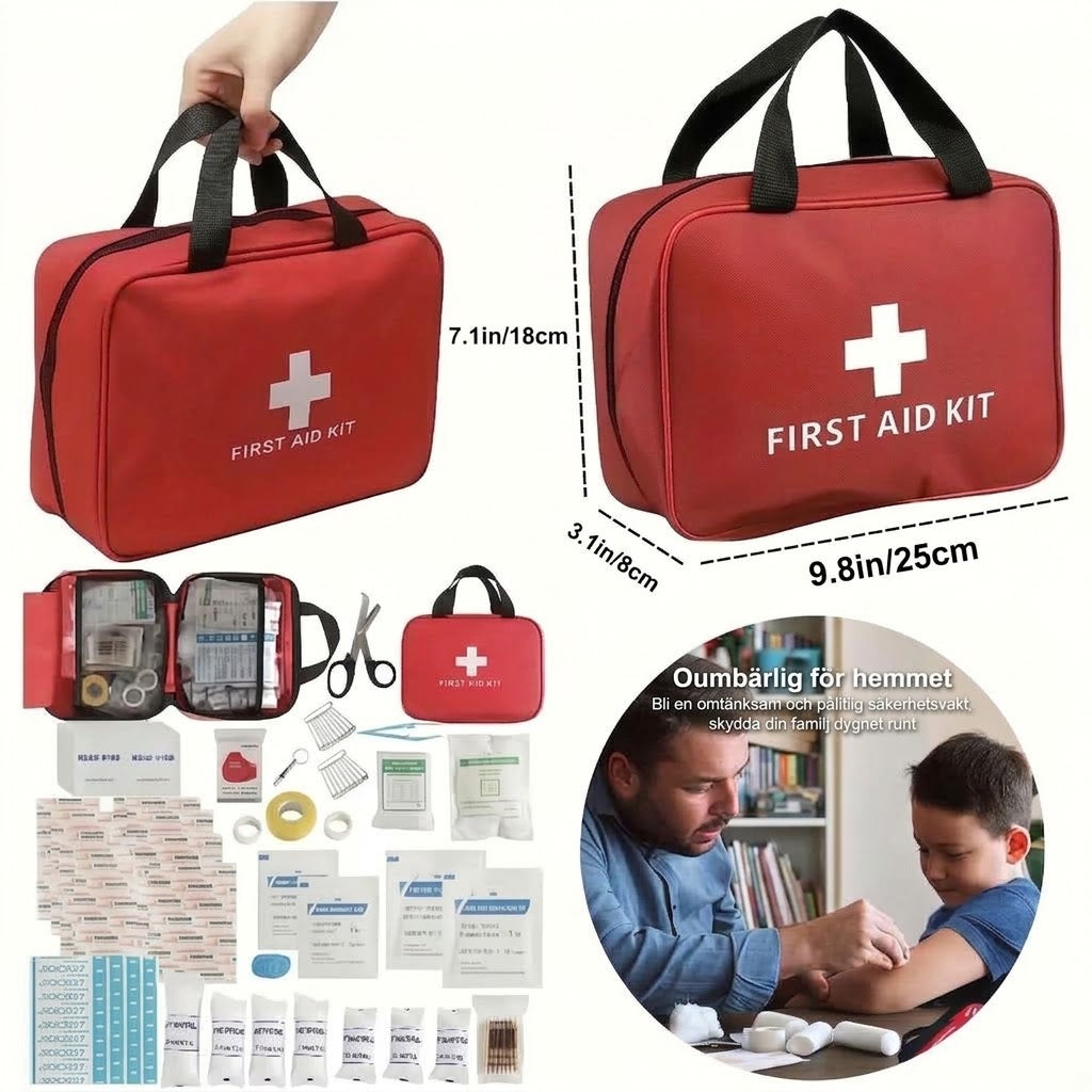 Essentiellt nödpaket för första hjälpen