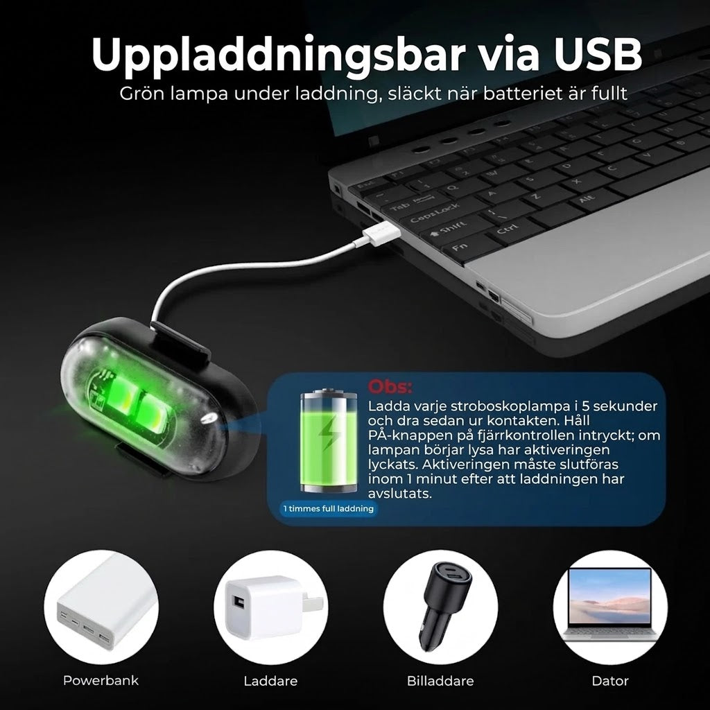 Trådlösa LED-stroboskopiska lampor – Inkl. fjärrkontroll – 2 st