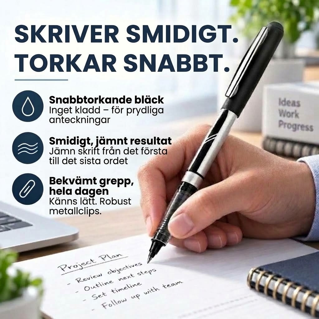 Kladdfritt och snabbtorkande bläckpenneset – 12-pack