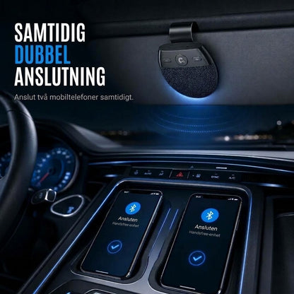 Bluetooth handsfree SP11 för solskydd, automatisk påslagning via vibration, stöd för A2DP och röstmeddelande om inkommande nummer