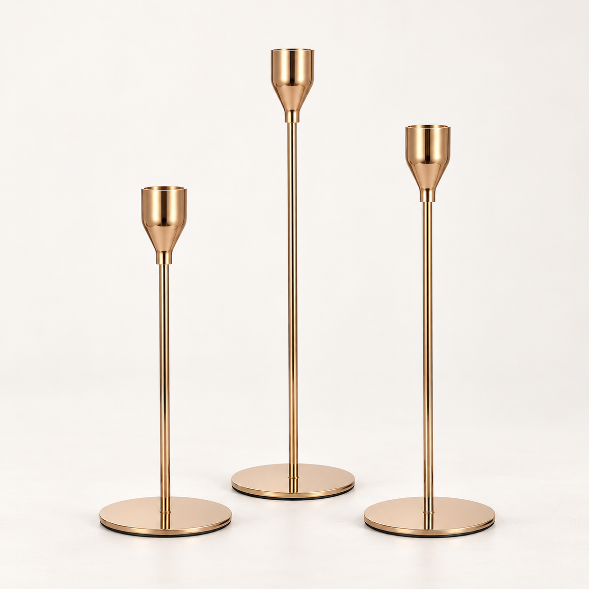 Stilrena ljusstakar i guld eller krom – 3-pack