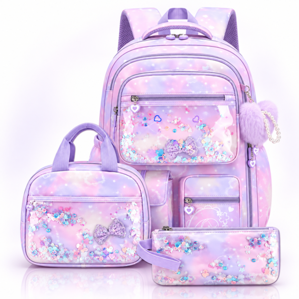 DreamPack | 3-delat Skolväskeset med Glittrande Detaljer