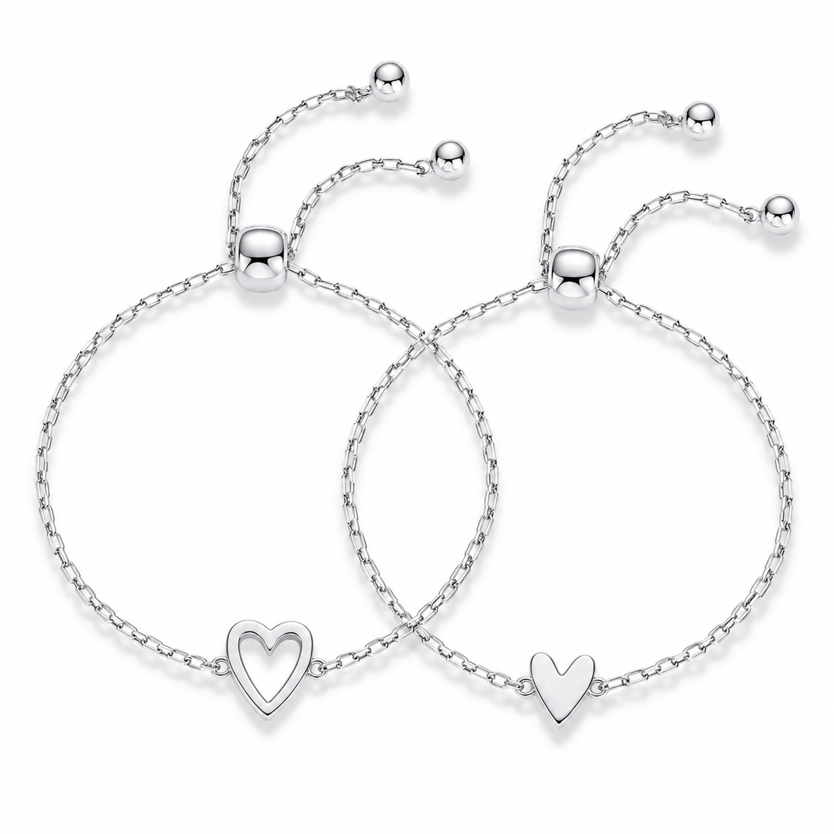 Love Bracelet Set – Matchande hjärtarmband i 14K guldplätering