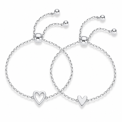 Love Bracelet Set – Matchande hjärtarmband i 14K guldplätering