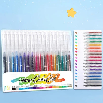 Fläckbeständig set med glittergelpennor