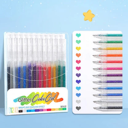 Fläckbeständig set med glittergelpennor