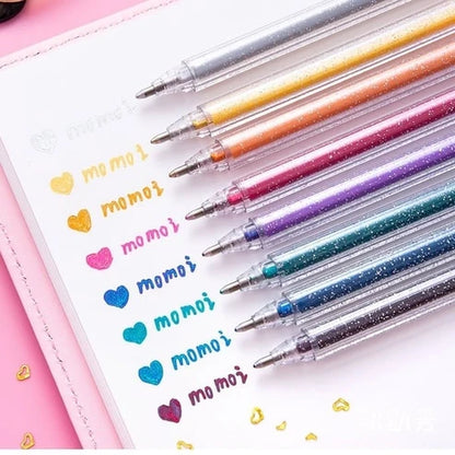 Fläckbeständig set med glittergelpennor