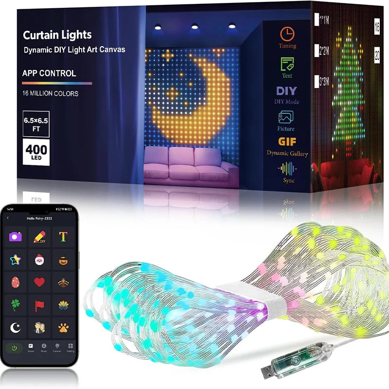 Smart LED-ljusgardin – Egen ljusdesign via app